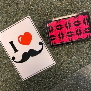 I 💜 mustache sign and small lunchbox/pencil case